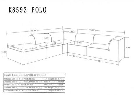 Vig Furniture - Divani Casa Polo Modern Green + Blue + Grey Fabric Modular Sectional Sofa - Vgknk8592-Multi-Sect