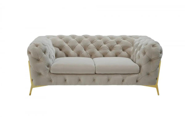 Divani Casa Quincey Transitional Beige Velvet Loveseat Vgknk8520 - Bei - L | Home Elegance USA