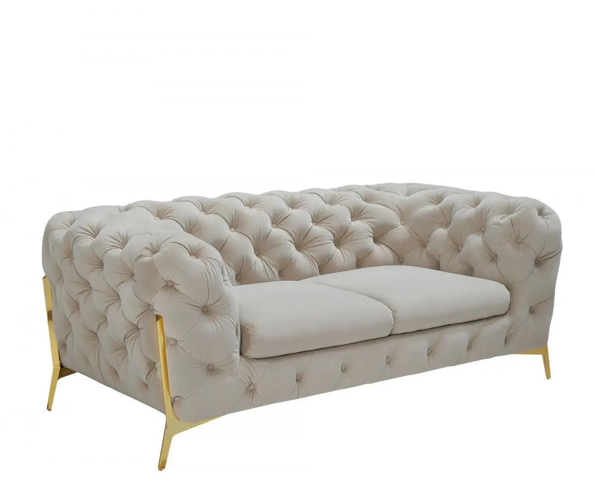 Divani Casa Quincey Transitional Beige Velvet Loveseat Vgknk8520 - Bei - L | Home Elegance USA