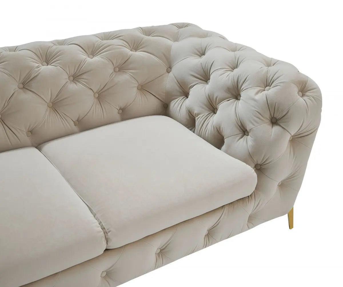 Divani Casa Quincey Transitional Beige Velvet Loveseat Vgknk8520 - Bei - L | Home Elegance USA