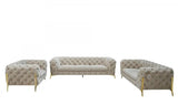 Vig Furniture - Divani Casa Quincey Transitional Beige Velvet Sofa Set - Vgknk8520-Bei-Set