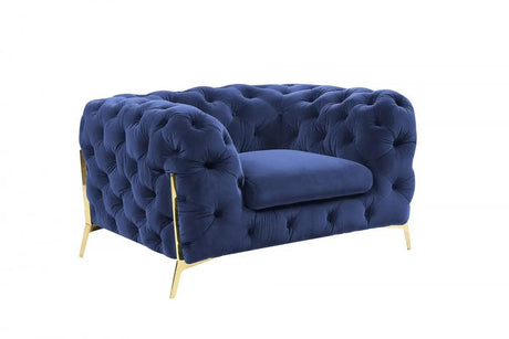 Vig Furniture - Divani Casa Quincey Transitional Blue Velvet Chair - Vgknk8520-Blu-Ch