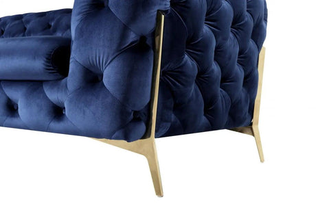 Vig Furniture - Divani Casa Quincey Transitional Blue Velvet Chair - Vgknk8520-Blu-Ch