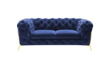 Vig Furniture - Divani Casa Quincey Transitional Blue Velvet Loveseat - Vgknk8520-Blu-L