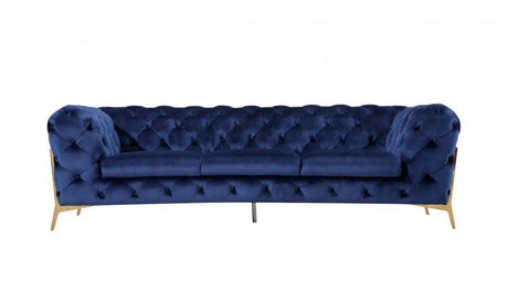 Divani Casa Quincey Transitional Blue Velvet Sofa Vgknk8520 - Blu - S | Home Elegance USA