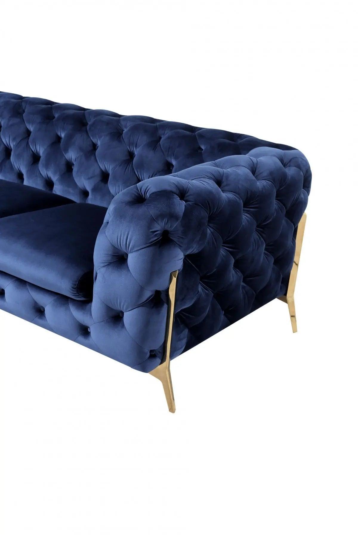 Vig Furniture - Divani Casa Quincey Transitional Blue Velvet Sofa - Vgknk8520-Blu-S