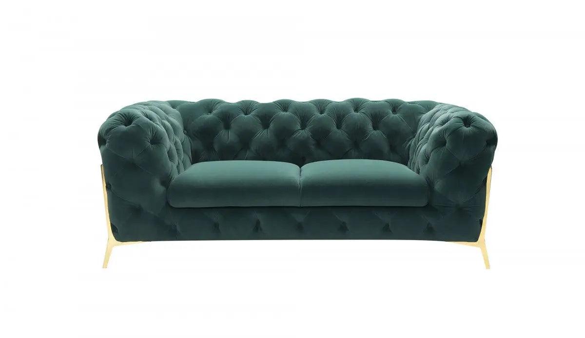 Vig Furniture - Divani Casa Quincey Transitional Emerald Green Velvet Loveseat - Vgknk8520-Grn-L