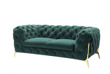 Divani Casa Quincey Transitional Emerald Green Velvet Loveseat Vgknk8520 - Grn - L | Home Elegance USA