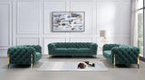 Divani Casa Quincey Transitional Emerald Green Velvet Sofa Set Vgknk8520 - Grn - Set | Home Elegance USA