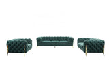 Divani Casa Quincey Transitional Emerald Green Velvet Sofa Set Vgknk8520 - Grn - Set | Home Elegance USA