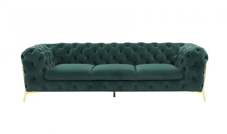 Divani Casa Quincey Transitional Emerald Green Velvet Sofa Vgknk8520 - Grn - S | Home Elegance USA