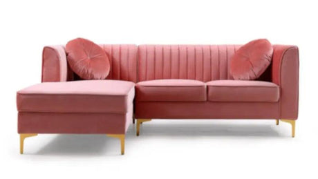 Divani Casa Rachel Modern Pink Velvet Sectional Sofa Vg2T1128 - Pnk | Home Elegance USA