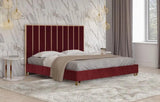 Vig Furniture - Divani Casa Reyes Modern Red Velvet & Gold Eastern King Bed - Vgyuhd-1880-Red