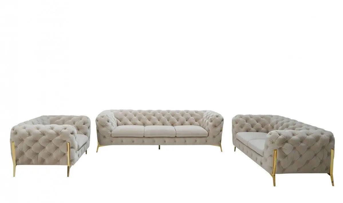 Vig Furniture - Divani Casa Sheila 3 Piece Living Room Set In Beige - Vgca1346-Beix-Set