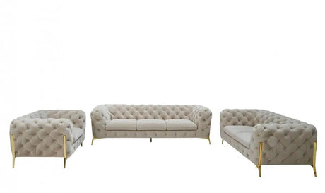 Vig Furniture - Divani Casa Sheila 3 Piece Living Room Set In Beige - Vgca1346-Beix-Set