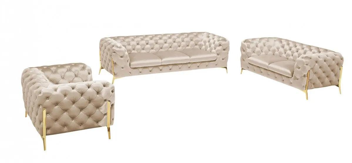 Vig Furniture - Divani Casa Sheila 3 Piece Living Room Set In Light Beige - Vgca1346-Obei-Set