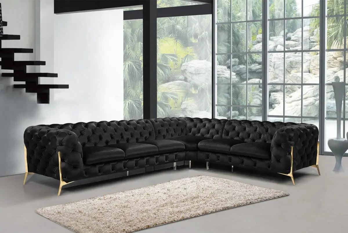 Divani Casa Sheila Modern Black Velvet Sectional Sofa | VIG | Home Elegance USA