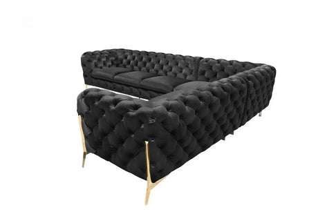 Vig Furniture - Divani Casa Sheila - Modern Black Velvet Sectional Sofa - Vgca1346A-Blk