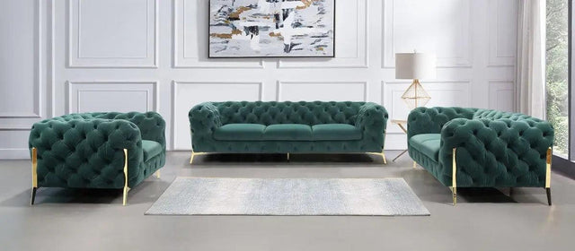 Vig Furniture - Divani Casa Sheila - Modern Emerald Green Fabric Sofa Set - Vgca1346