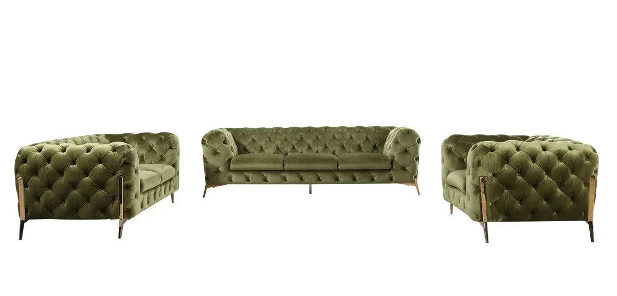 Vig Furniture - Divani Casa Sheila Modern Green Fabric Sofa Set - Vgca1346-Grn