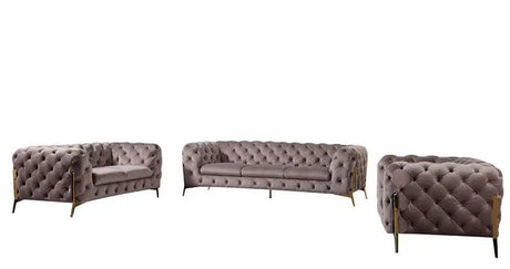 Vig Furniture - Divani Casa Sheila Modern Silver Fabric Sofa Set - Vgca1346-Sil