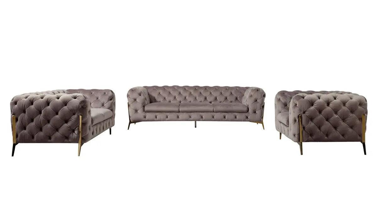 Vig Furniture - Divani Casa Sheila Modern Silver Fabric Sofa Set - Vgca1346-Sil