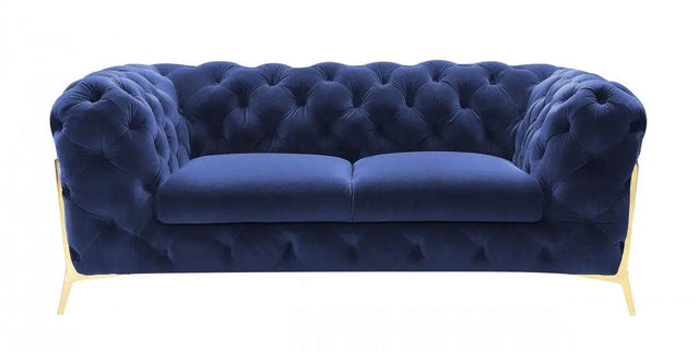 Vig Furniture - Divani Casa Sheila Transitional Dark Blue Fabric Loveseat - Vgca1346-Blue-L