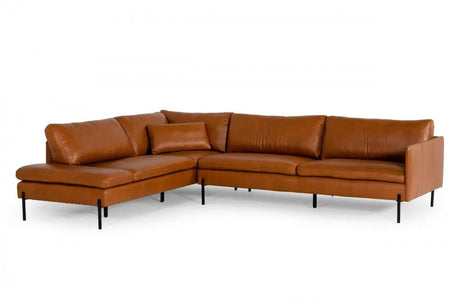 Vig Furniture - Divani Casa Sherry - Modern Cognac Laf Chaise Leather Sectional Sofa - Vgkkkf.1061Z-Cgn-Laf-Sect