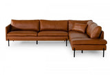 Vig Furniture - Divani Casa Sherry - Modern Cognac Raf Chaise Leather Sectional Sofa - Vgkkkf.1061Z-Cgn-Raf-Sect