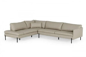Divani Casa Sherry Modern Grey Laf Chaise Leather Sectional Sofa Vgkkkf.1061Z-Gry-Laf-Sect