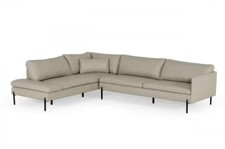 Vig Furniture - Divani Casa Sherry - Modern Grey Laf Chaise Leather Sectional Sofa - Vgkkkf.1061Z-Gry-Laf-Sect