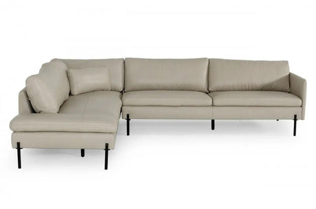 Vig Furniture - Divani Casa Sherry - Modern Grey Laf Chaise Leather Sectional Sofa - Vgkkkf.1061Z-Gry-Laf-Sect