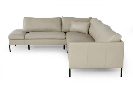 Vig Furniture - Divani Casa Sherry - Modern Grey Laf Chaise Leather Sectional Sofa - Vgkkkf.1061Z-Gry-Laf-Sect