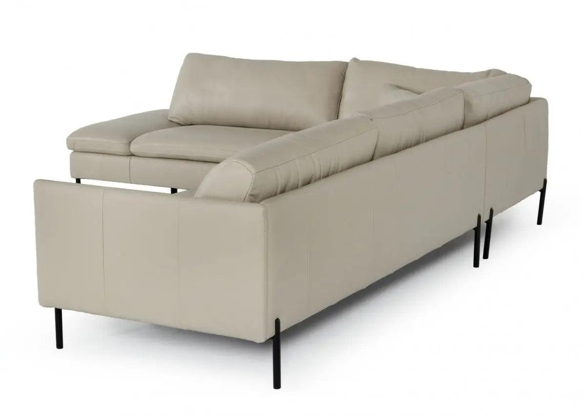 Vig Furniture - Divani Casa Sherry - Modern Grey Laf Chaise Leather Sectional Sofa - Vgkkkf.1061Z-Gry-Laf-Sect