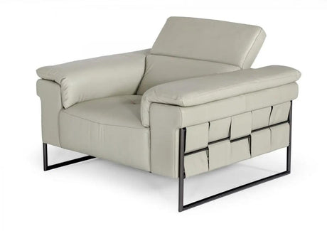 Vig Furniture - Divani Casa Shoden - Modern Light Grey Leather Chair - Vgev1858-Ch