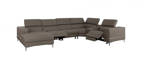 Vig Furniture - Divani Casa Stanton - Modern Taupe Sectional Sofa + Recliners - Vgkne9210-8Gry-Sect