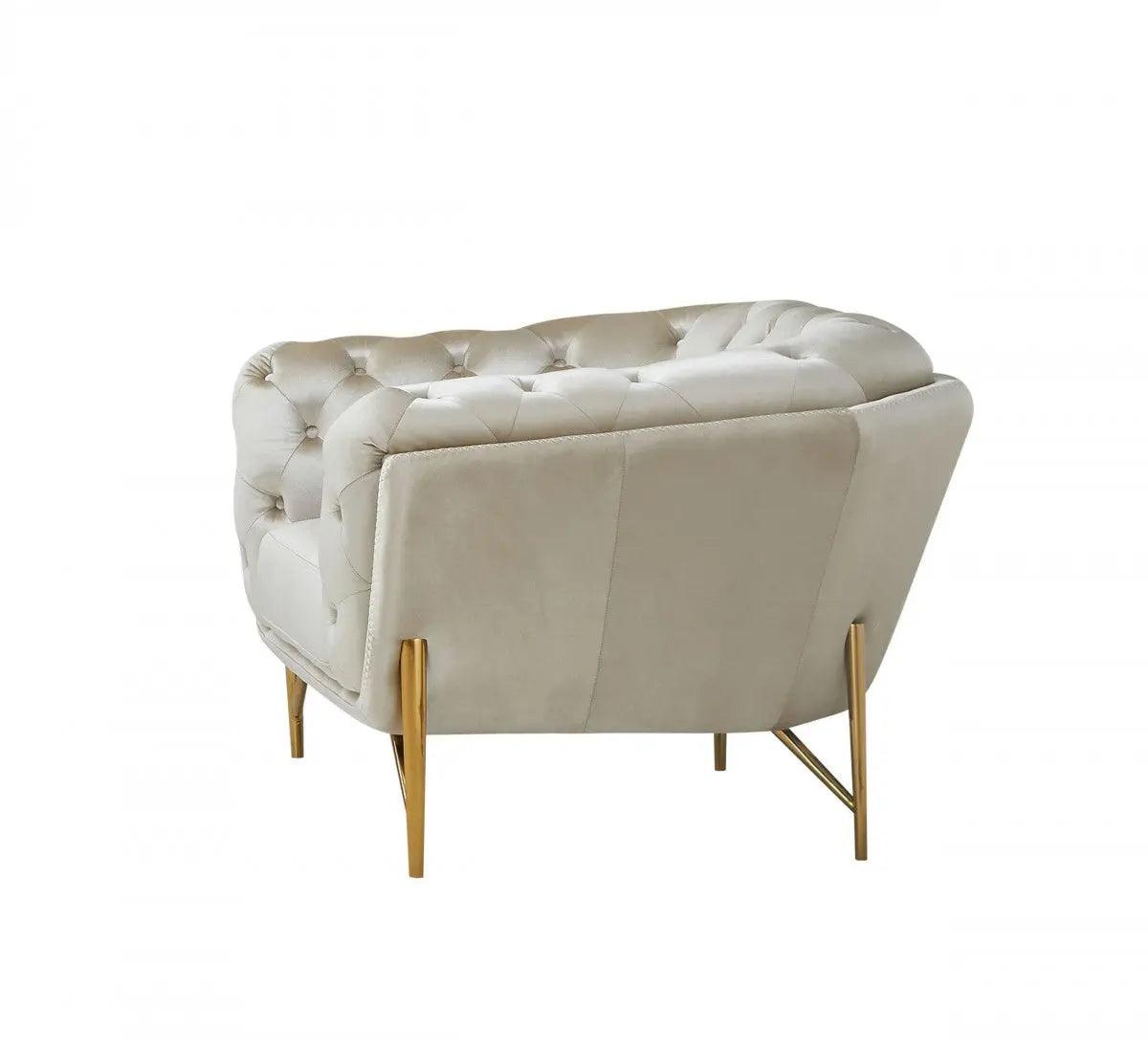 Vig Furniture - Divani Casa Stella Transitional Beige Velvet Chair - Vgca2020-Beige-Ch