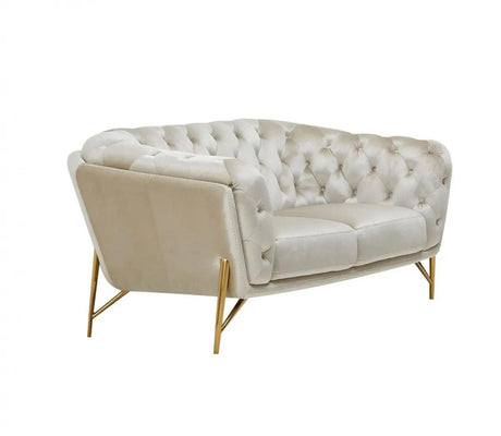 Vig Furniture - Divani Casa Stella Transitional Beige Velvet Loveseat - Vgca2020-Beige-L