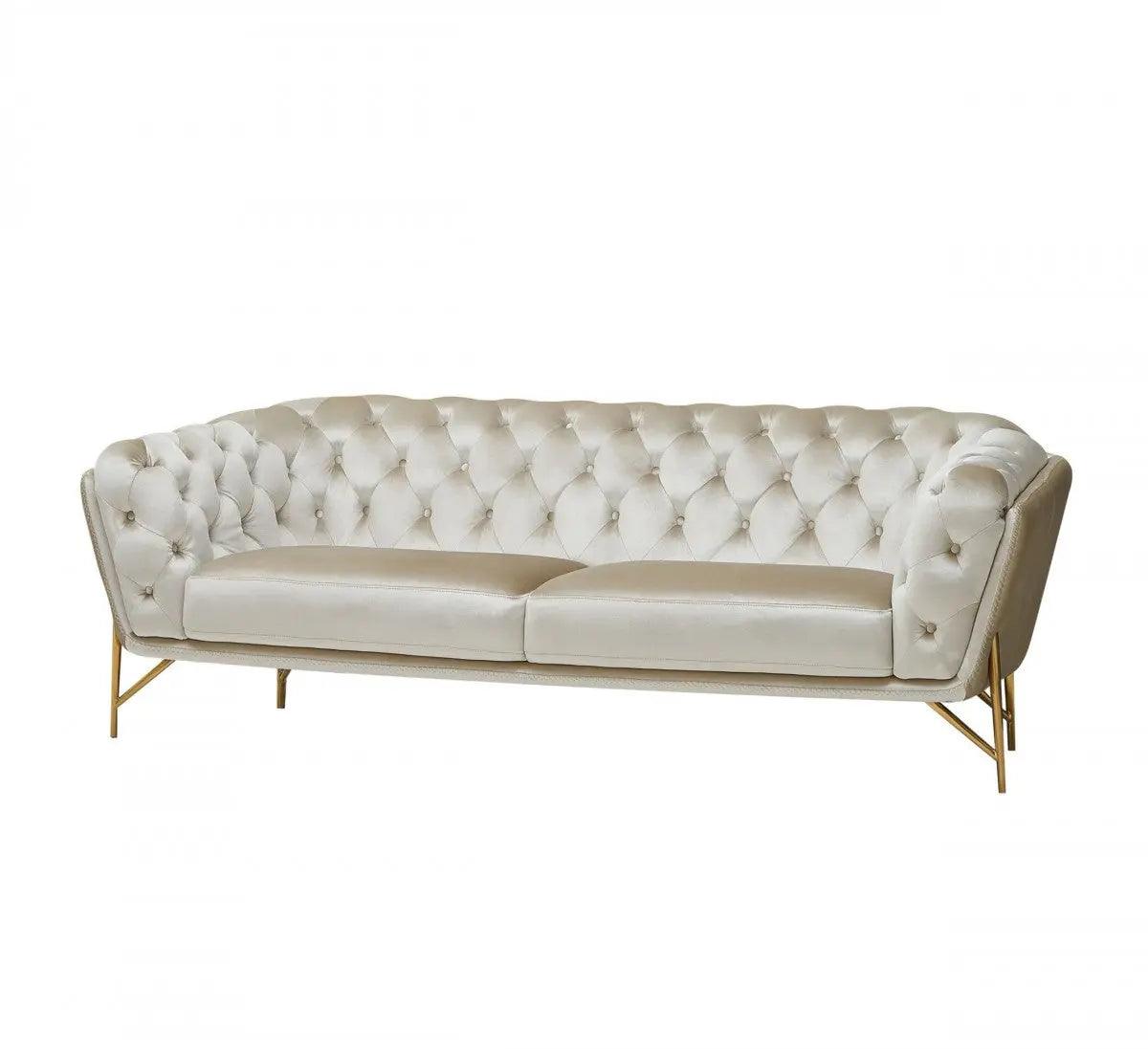 Vig Furniture - Divani Casa Stella Transitional Beige Velvet Sofa - Vgca2020-Beige-S