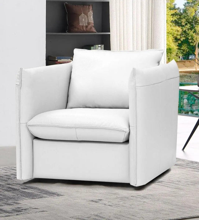 Vig Furniture - Divani Casa Tamworth Modern White Leather Swivel Lounge Chair - Vgevn912-Wht-Ch