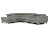 Vig Furniture - Divani Casa Versa - Modern Grey Teco Leather Laf Chaise Sectional W- Recliner - Vgkne9112-Grey3-Sect