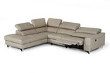 Vig Furniture - Divani Casa Versa Modern Light Taupe Teco-Leather Laf Chaise Sectional W- Recliner - Vgkne9112-Laf