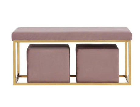Vig Furniture - Divani Casa Walden Modern Mauve Velvet Bench & Ottoman Set - Vgrh-Rhs-Ot-211-Mav