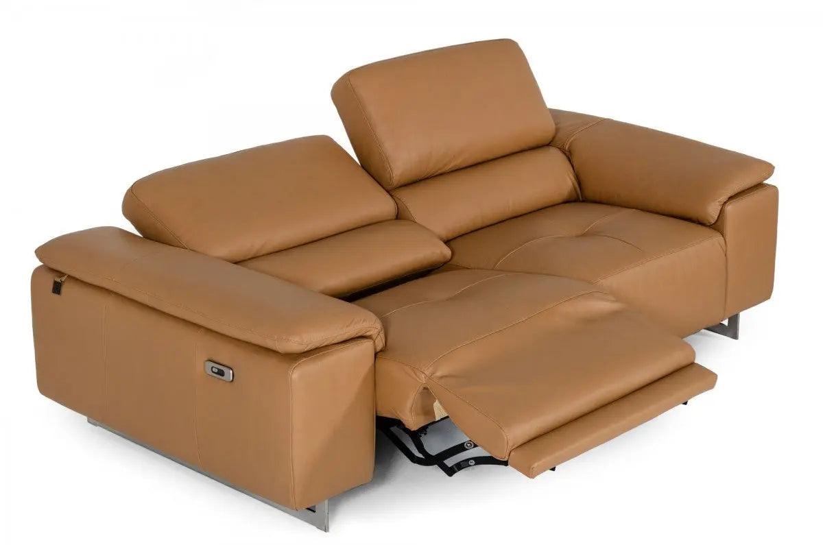 Vig Furniture - Estro Salotti Blossom Modern Cognac Leather Dual Reclining Sofa - Vgntblossom-S