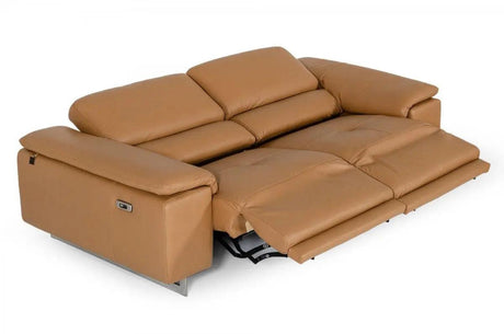 Vig Furniture - Estro Salotti Blossom Modern Cognac Leather Dual Reclining Sofa - Vgntblossom-S