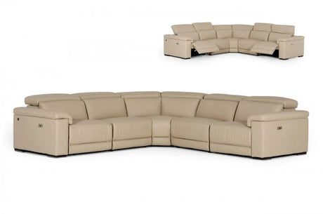 Vig Furniture - Estro Salotti Palinuro - Taupe Italian Leather Sectional Sofa With Recliners - Vgntpalinuro-Tpe