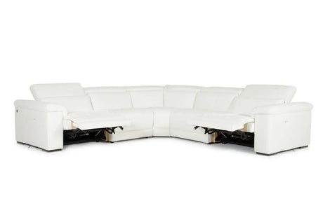 Vig Furniture - Estro Salotti Palinuro White Leather Sectional Sofa W-Recliners - Vgntpalinuro-Wht