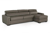 Vig Furniture - Estro Salotti Sacha Modern Dark Grey Leather Reversible Sofa Bed Sectional W- Storage - Vgntsacha-C611