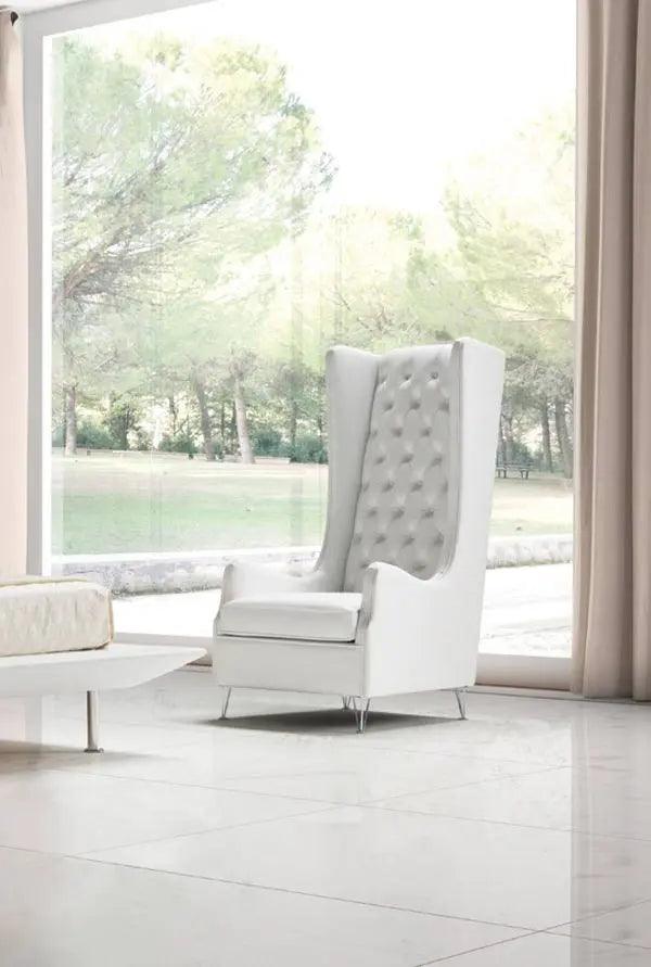 Vig Furniture - Estro Vanity Modern White Leather Lounge Chair - Vgnt-Sp-Vanity