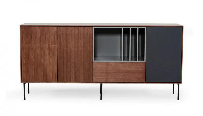 Vig Furniture - Modrest Ackley - Modern Walnut, Grey And Charcoal Buffet - Vgmabh-663-Buff